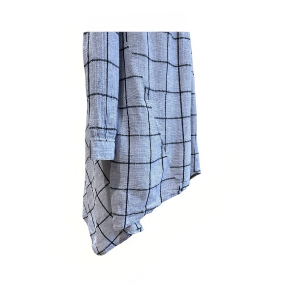 Sundance Grey‎ Black Windowpane Check Dress Tunic Top Cotton Hi Lo Large - Picture 4 of 13